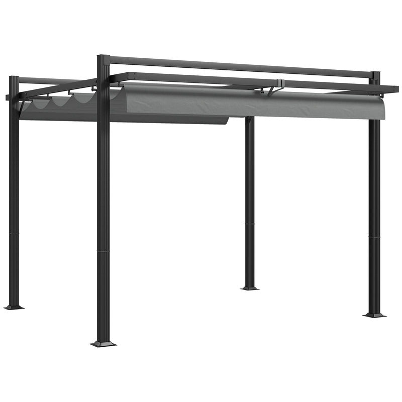 Outsunny 3 x 3(m) Pergola with Retractable Roof and Aluminium Frame, Grey