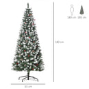 HOMCOM Christmas Tree Slim 6' with Pinecones and Berries