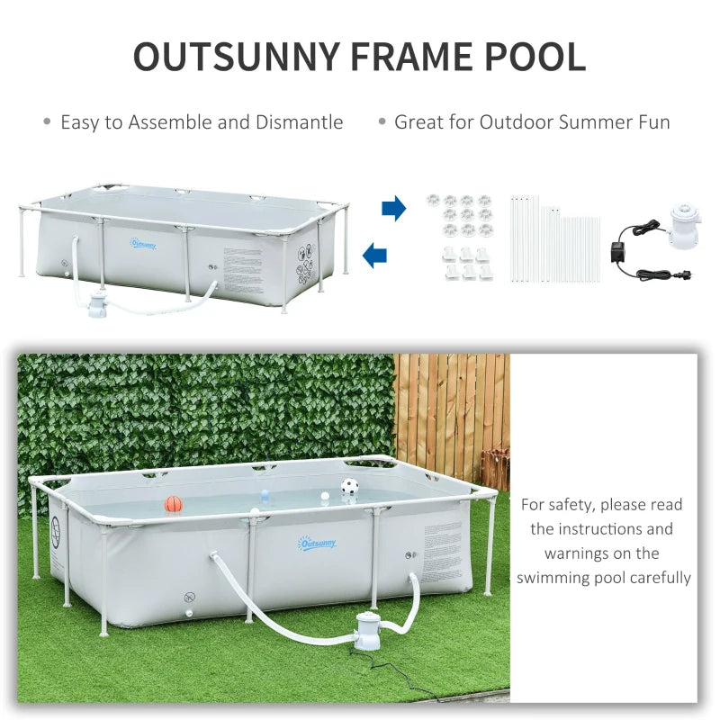 Outsunny Steel Frame Swimming Pool w/ Filter Pump and Reinforced Sidewalls Rust Resistant