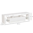 HOMCOM High Gloss Futuristic TV Stand, with LED Lights - White