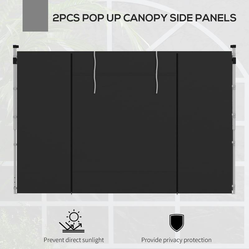 Outsunny 3x3(m) or 3x6m Pop Up Gazebo Side Panels Replacement, 2 Pack, Black