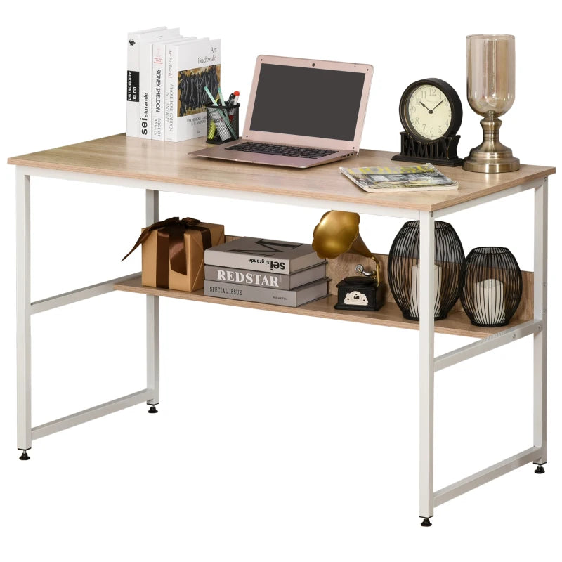 HOMCOM Computer Desk with Shelves - Oak