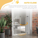PawHut 74-80cm Adjustable Metal Pet Gate Safety Barrier w/ Auto-Close White