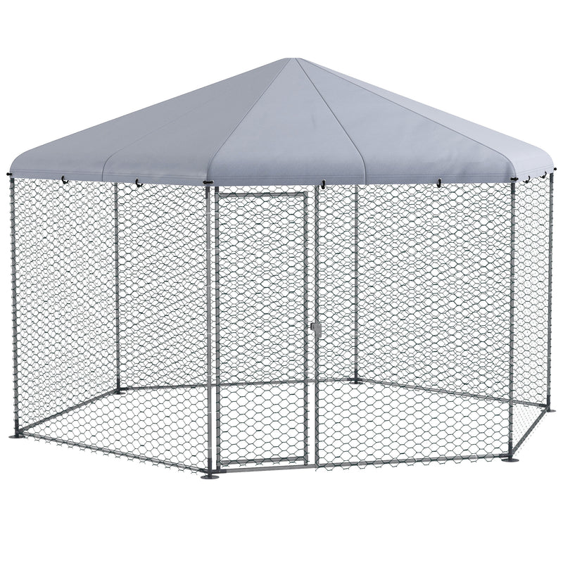 PawHut Walk in Chicken Run with Cover for 10-15 Chickens, Hens, Rabbits, Ducks