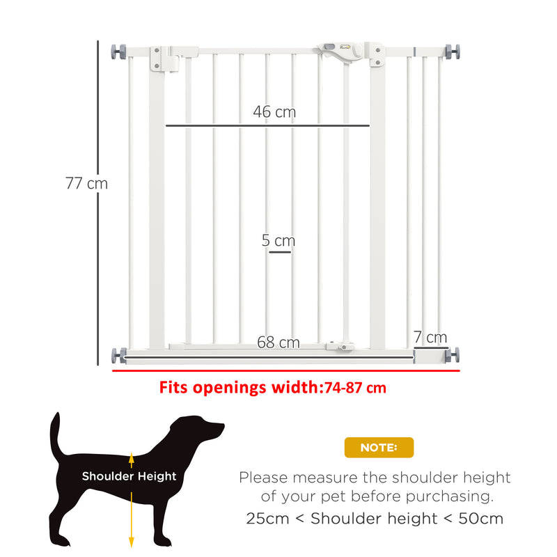 PawHut Adjustable Safety Gate w/ 1 Extensions and Four Adjustable Screws, White