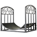 Outsunny Fire Wood Rack Black Iron 40H x 45W x 35Dcm