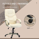 HOMCOM Executive Office Chair Faux Leather Computer Desk Chair w/ Wheel White