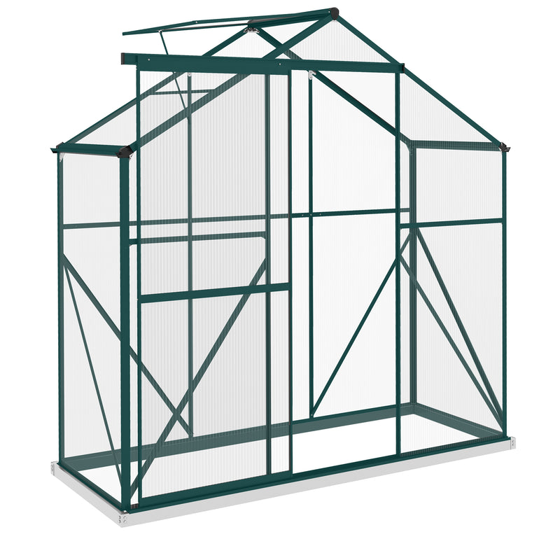 Outsunny 6 x 2.5ft Polycarbonate Greenhouse Aluminium Green House, Green