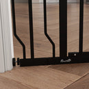 PawHut Dog Gate Wide Stair Gate w/ Door Pressure Fit, 75-95W cm, Black