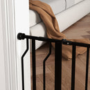 PawHut Dog Gate Wide Stair Gate w/ Door Pressure Fit, 75-95W cm, Black