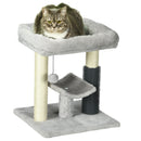 PawHut Small Cat Tree Tower w/ Scratching Posts, Bed, Perch, Self Groomer, Toy