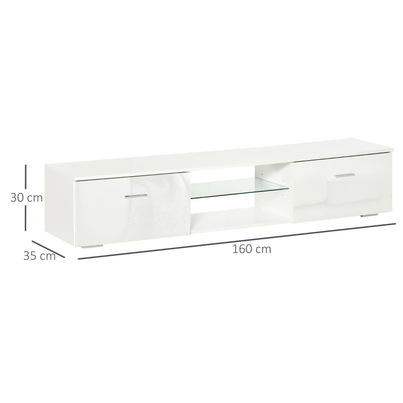 HOMCOM TV Stand High Gloss with LEDs 160cm - White