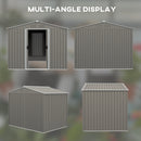 Outsunny 8 x 6ft Garden Storage Shed w/ Double Sliding Door Outdoor Light Grey