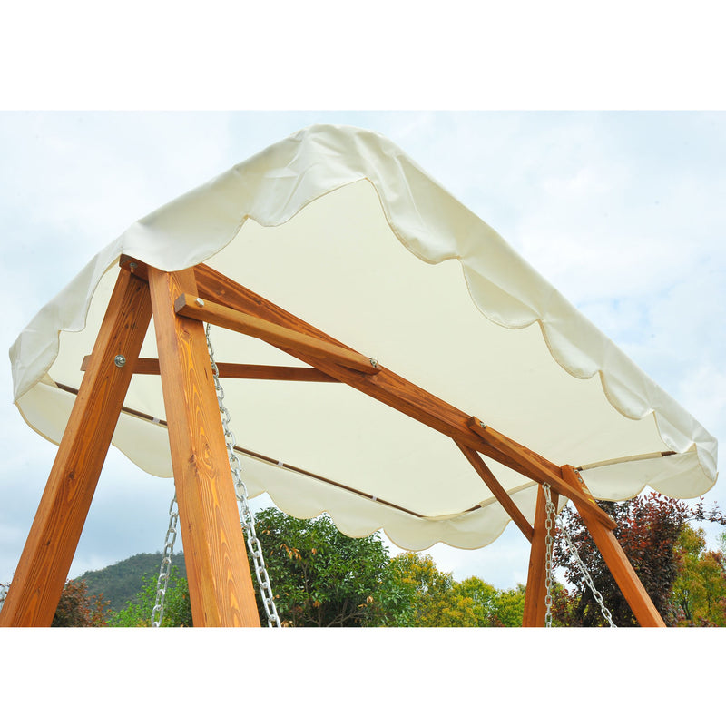 Outsunny 3 Seater Canopy Swing Bench - Cream white