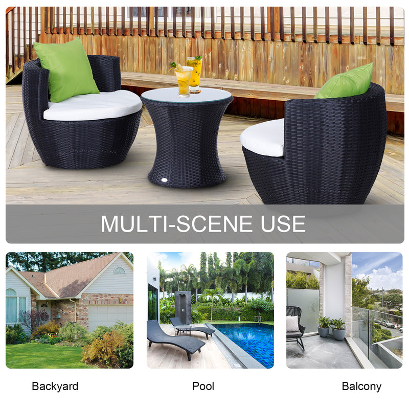 Outsunny-3 Piece Rattan Bistro Set With Cushions