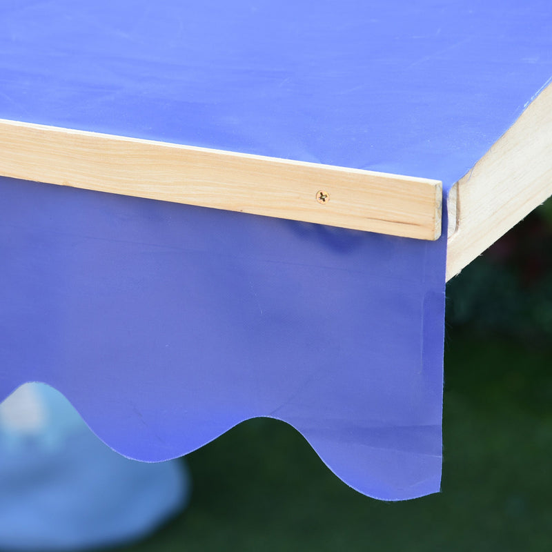 Outsunny Wooden Kids Sandbox Bottom-less design Blue Canopy