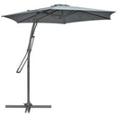 Outsunny 3m Cantilever Parasol With Easy Lever Crank Handle 6 Metal Ribs Grey