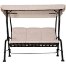 Outsunny Steel Frame 3-Seater Outdoor Garden Swing Chair w/ Canopy Beige