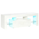 HOMCOM TV Stand High Gloss with LEDs 130cm - White