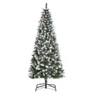 HOMCOM Christmas Tree Slim 6' with Pinecones and Berries