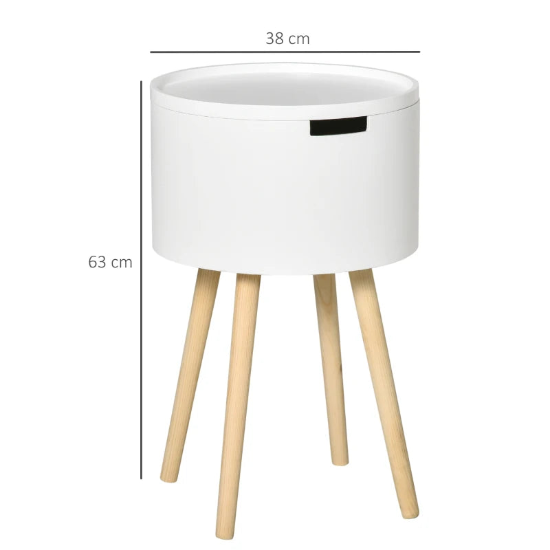 HOMCOM Wooden Side Table Round - White