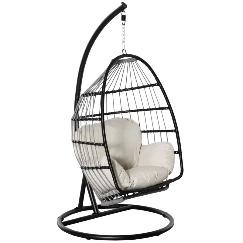 Outsunny Rattan Hanging Egg Chair Black