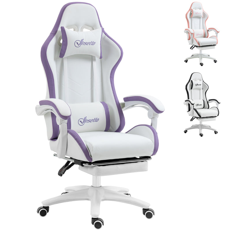 Vinsetto Racing Style Gaming Chair with Reclining Function Footrest, Purple
