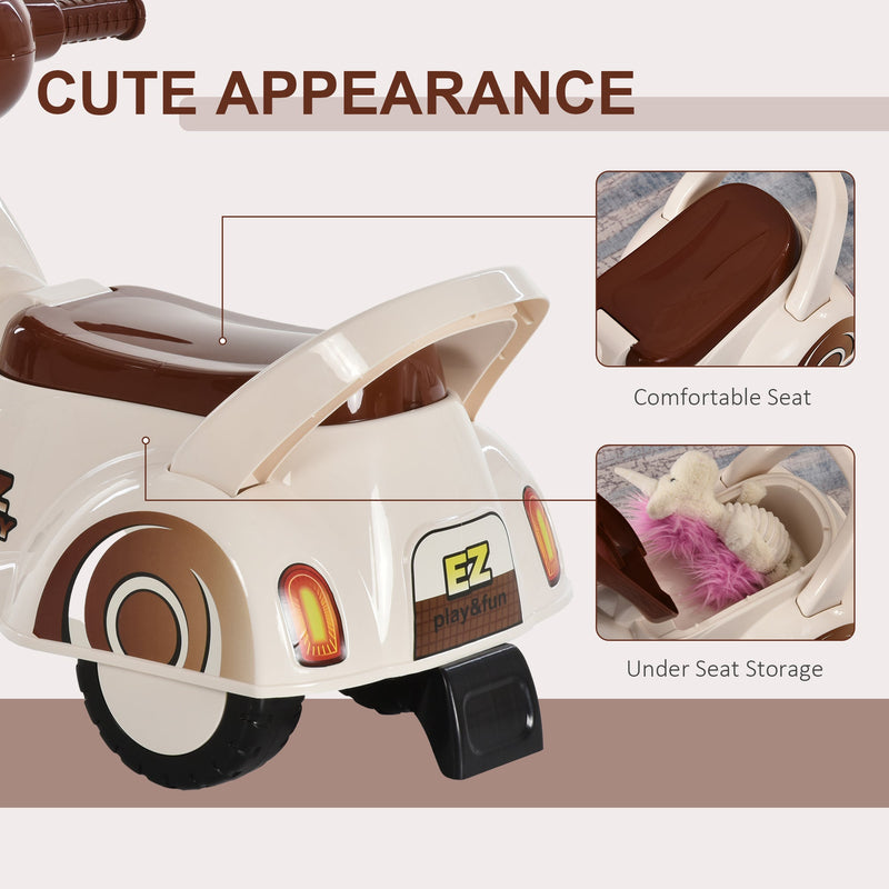 Kids Manual Ride On Moped Scooter - White