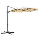 Outsunny 3(m) Garden Banana Parasol Patio Cantilever Hanging Umbrella Beige