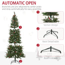 HOMCOM 2.1m Christmas Tree Slim 5' with Berries