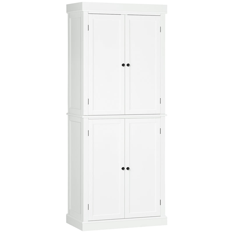 HOMCOM Modern Kitchen Storage Cabinet, 6-Tier Shelves W/ 4 Adjustable, White