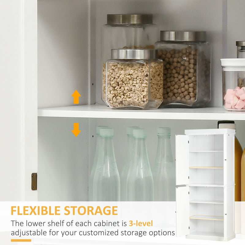 HOMCOM Modern Kitchen Storage Cabinet, 6-Tier Shelves W/ 4 Adjustable, White