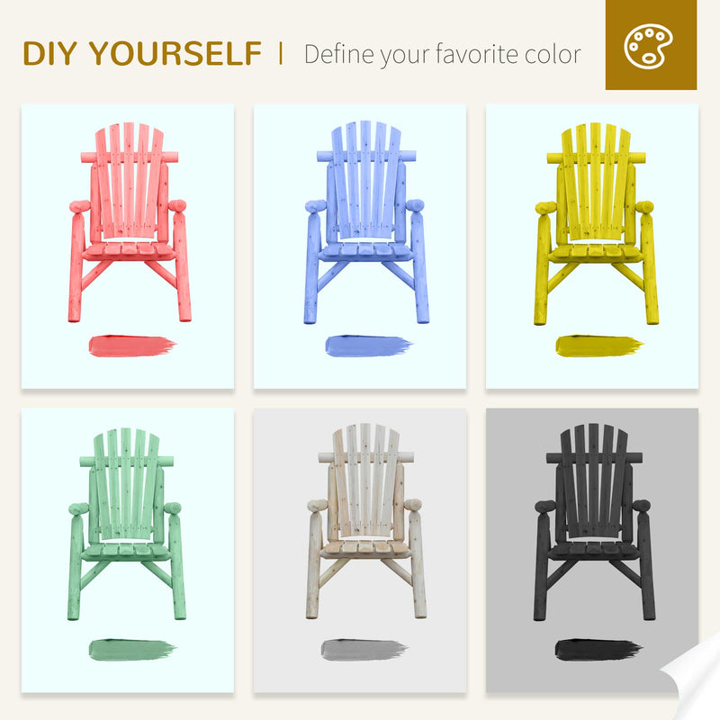 Outsunny Adirondack Chair -Natural Wood