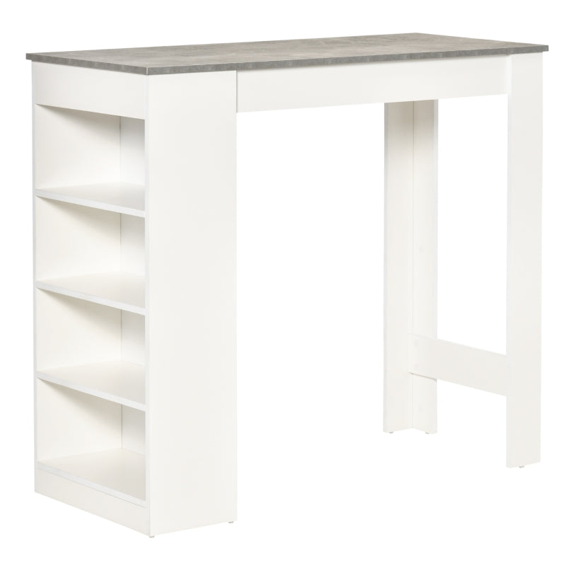 HOMCOM Kitchen Bar Table with Side Shelves - White & Grey