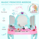 HOMCOM Children's 32 Pcs Magic Light-Up Princess Dressing Table & Stool