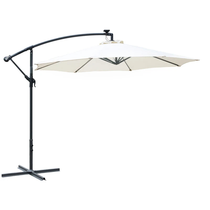 Outdoor Umbrella Parasol with LED Solar Lights - Cream