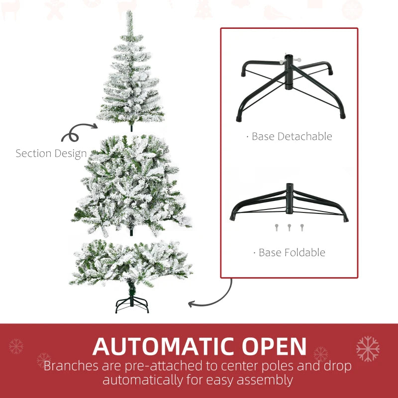 HOMCOM Christmas Tree Snow Flocked 6'