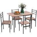 HOMCOM 5 Piece Dining Table and Chairs Set, Dining Room Sets, Steel Frame Space Saving Table and 4 Chairs for Compact Kitchens