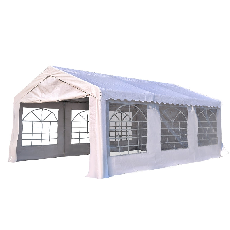 Outsunny Gazebo Marquee Party Tent Wedding Canopy Steel Frame Water Resistant size 6x4 m-White