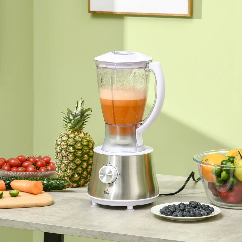 HOMCOM Food Processor 1.5L with 1L Bowl 500W - White