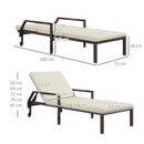 Outsunny Rattan Wicker Chaise Sun Lounger Garden w/ Adjustable Backrest & Wheels