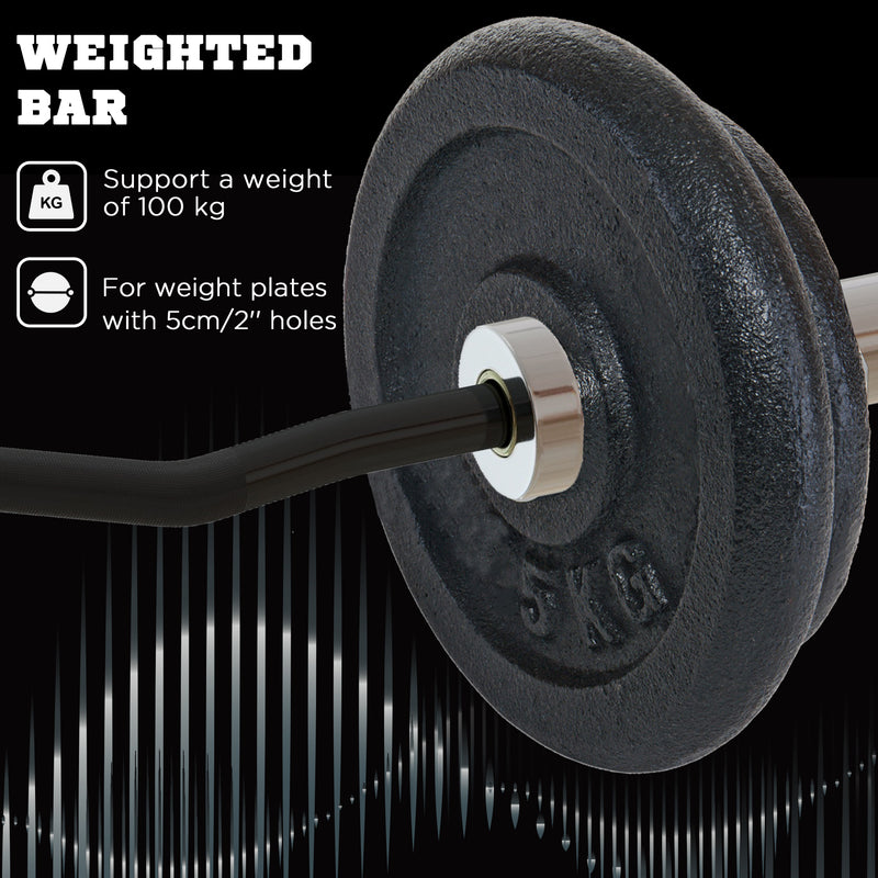 SPORTNOW 120cm EZ Curl Bar, Olympic Barbell Bar for 5cm Weight Plates, 8kg