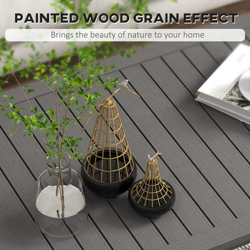 Outsunny Aluminium Outdoor Coffee Table Patio Table w/ Brown Wood Grain Effect