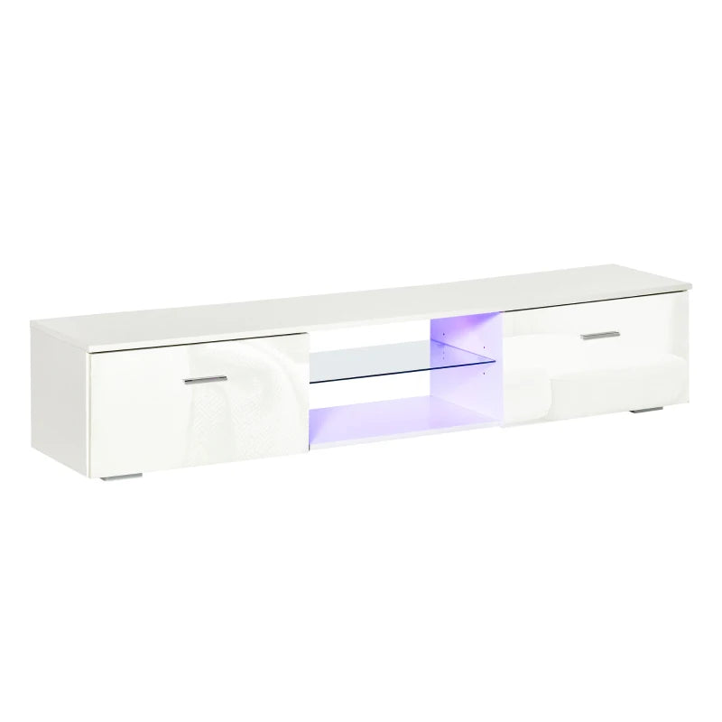 HOMCOM TV Stand High Gloss with LEDs 160cm - White