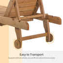 Outsunny Wooden Sun Lounger Outdoor Patio Sun Bed Adjustable w/ Pull-out Table