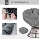 Outsunny 360° Swivel Rattan Papasan Moon Bowl Chair Round Outdoor W/ Padded-Grey