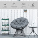 Outsunny 360° Swivel Rattan Papasan Moon Bowl Chair Round Outdoor W/ Padded-Grey