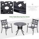 Outsunny Round Aluminium Outdoor Garden Dining Table with Umbrella Hole, Black