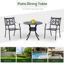 Outsunny Round Aluminium Outdoor Garden Dining Table with Umbrella Hole, Black