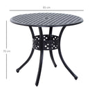 Outsunny Round Aluminium Outdoor Garden Dining Table with Umbrella Hole, Black